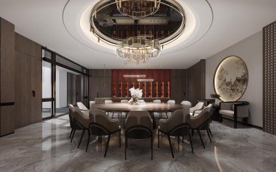 新中式包厢3D模型下载